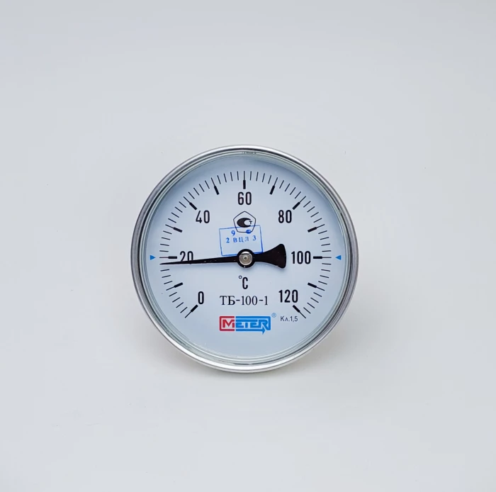Термометр биметаллический Метер ТБ-1, 100, 0-120С, 60, 1,5, G1/2"